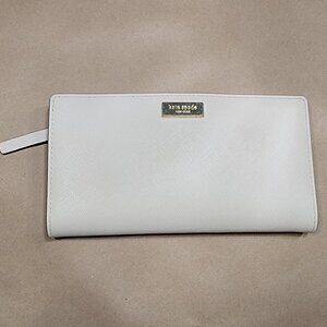 Kate Spade Ivory Saffiano Leather Laurel Way Stacy Large Slim Bifold Wallet
